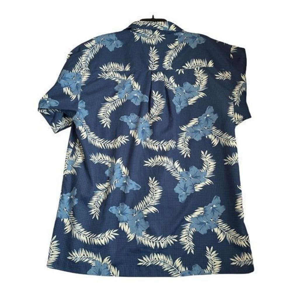 Bill Blass Shirt Mens Size XL Blue Button Down Short Sleeve Hawaiian Hibiscus - Picture 10 of 10